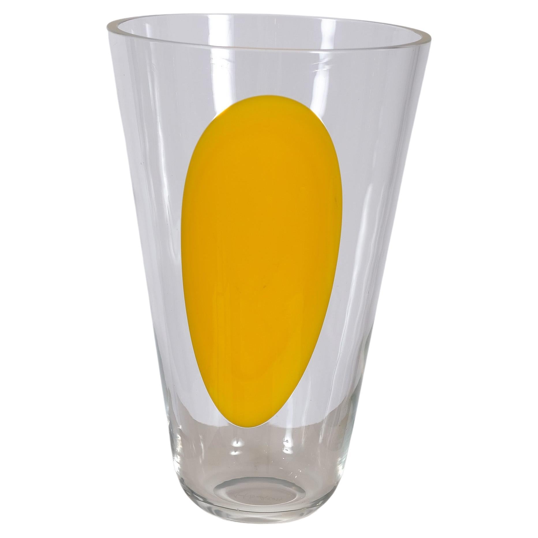 Crystal Vase with Yellow by Czech Artist Jakub Berdyeh for Kubus