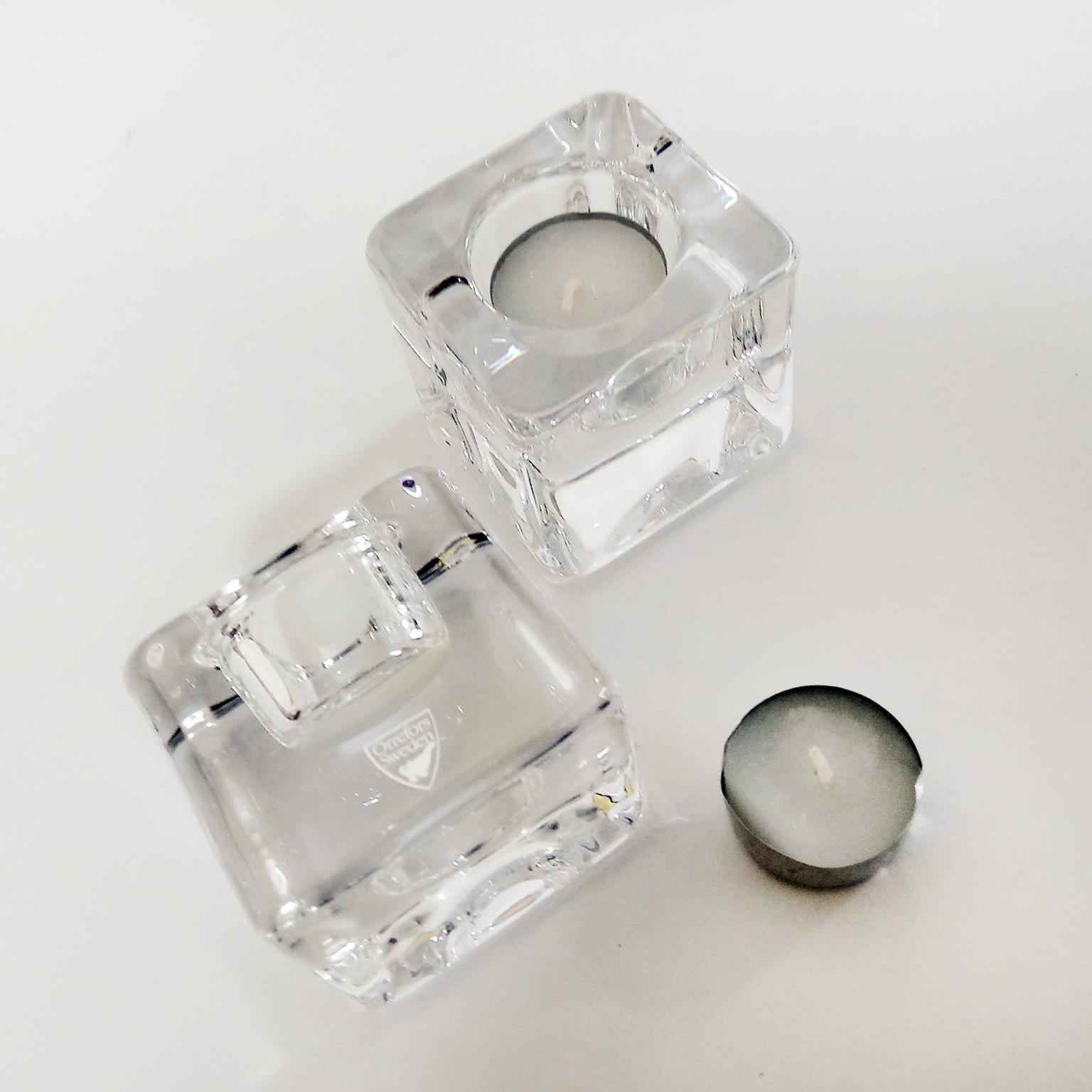 Crystal Votive Candle Holders by Goran Wärff for Orrefors, Mid-Century Modern For Sale 1