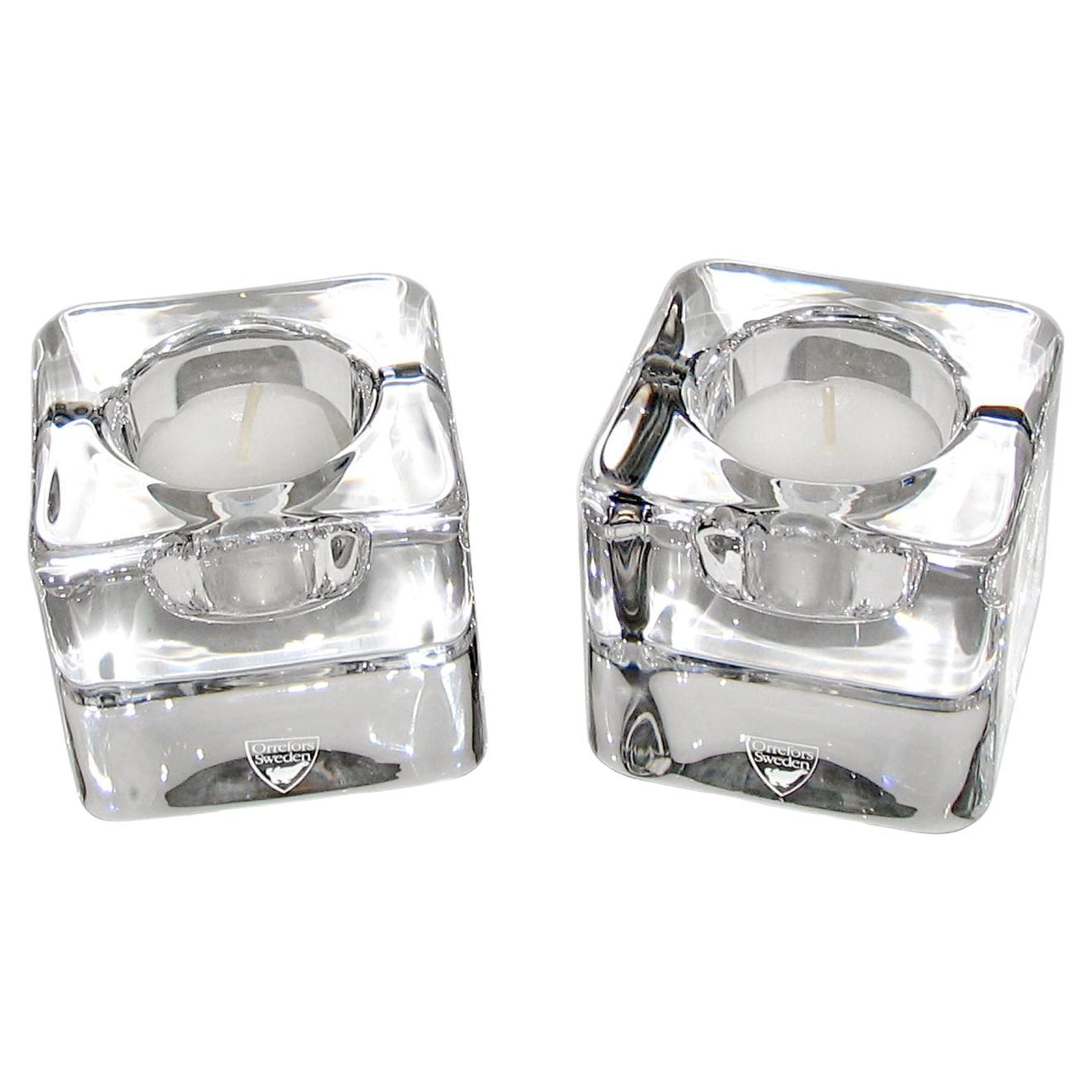 Crystal Votive Candle Holders by Goran Wärff for Orrefors, Mid-Century Modern For Sale