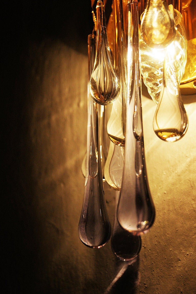 Paire D'appliques Murales En Cristal Et Laiton - Palme & Walter, Occasion
