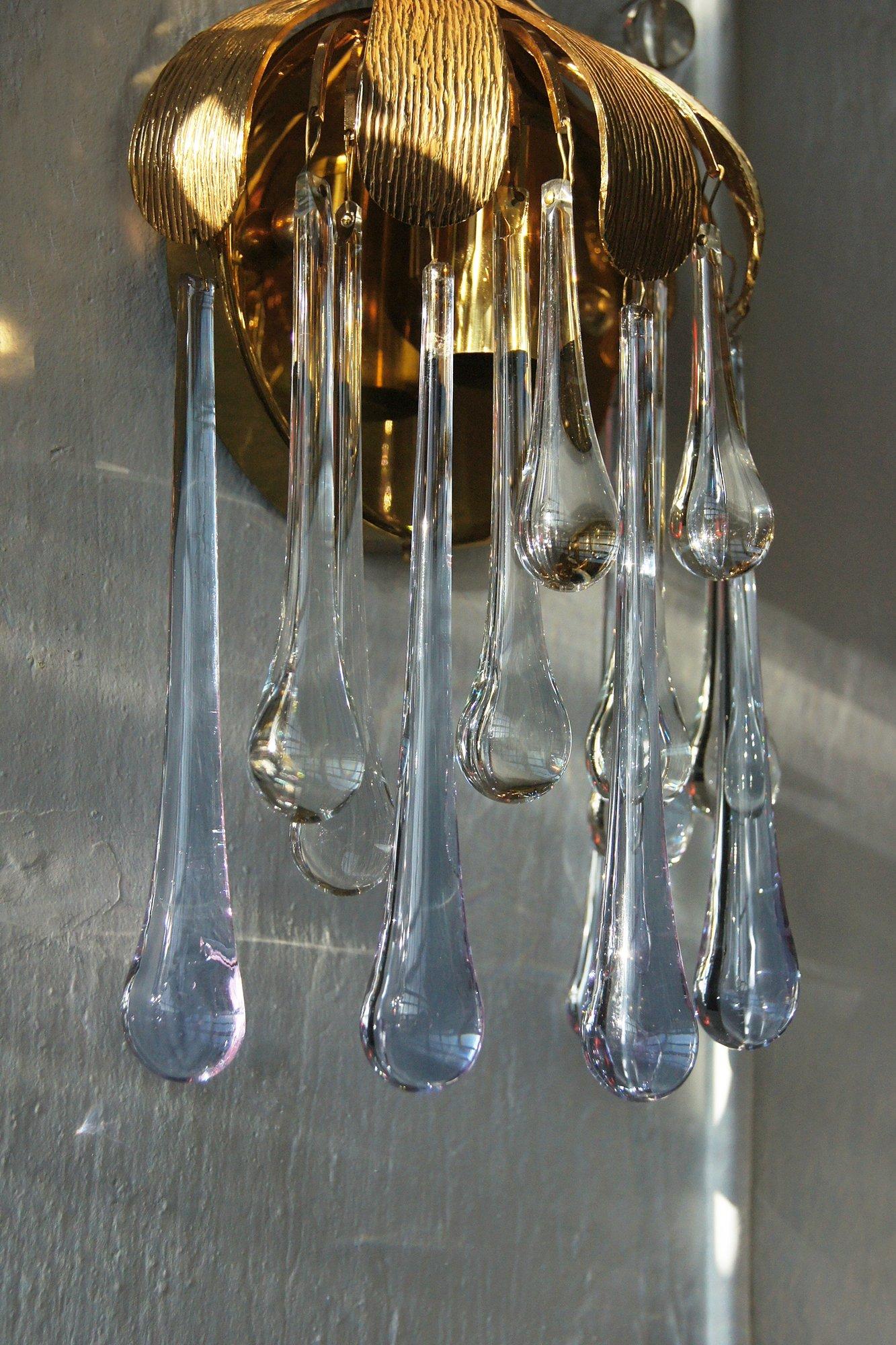 Apliques de cristal de Palme & Walter Palwa, años 60, set de 2 en venta 1