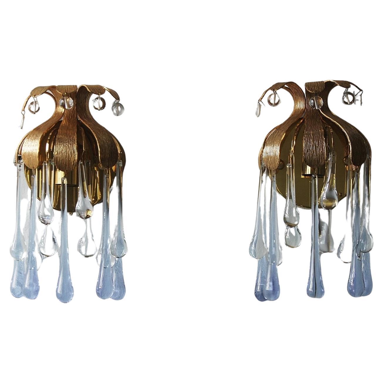 Crystal Wall Lights von Palme & Walter Palwa, 1960er Jahre, 2 Stück