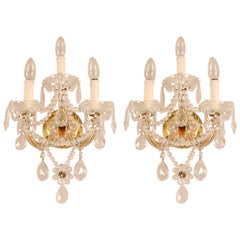 Crystal Wall Sconces Lamps Flowers French 3 Light Prisms Baccarat Style Baroque