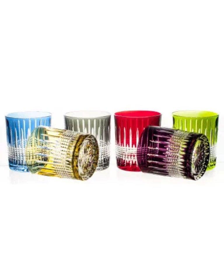 Hand-crafted Crystal Lowball Whisky Glasses (10.8 fl_oz) - 6 pcs.
Limited edition called Stellum - multicolored (yellow, blue, green, red, grey, violet).
Perfect gift for birthday.    
