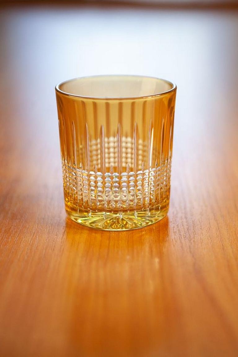 Hand-Carved Crystal Whiskey Lowball Glasses 6 pcs (10.8 fl oz) multicolored For Sale