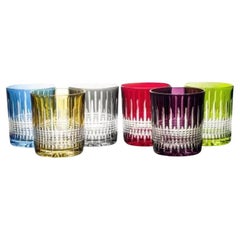 Used Crystal Whiskey Lowball Glasses 6 pcs (10.8 fl oz) multicolored