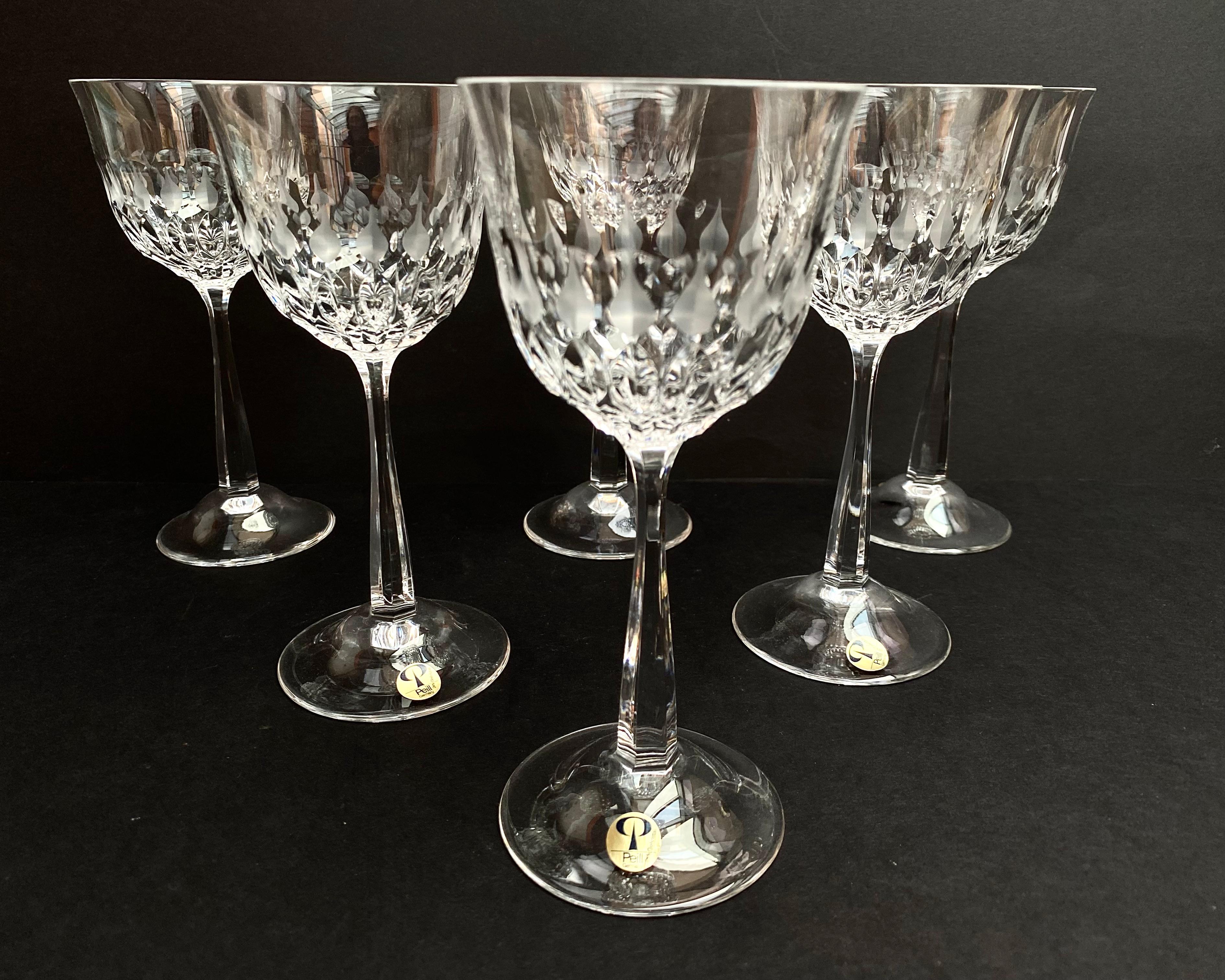 Hand-Crafted Crystal Wine/ Champagne Glasses Vintage Peill Glasses, Germany For Sale