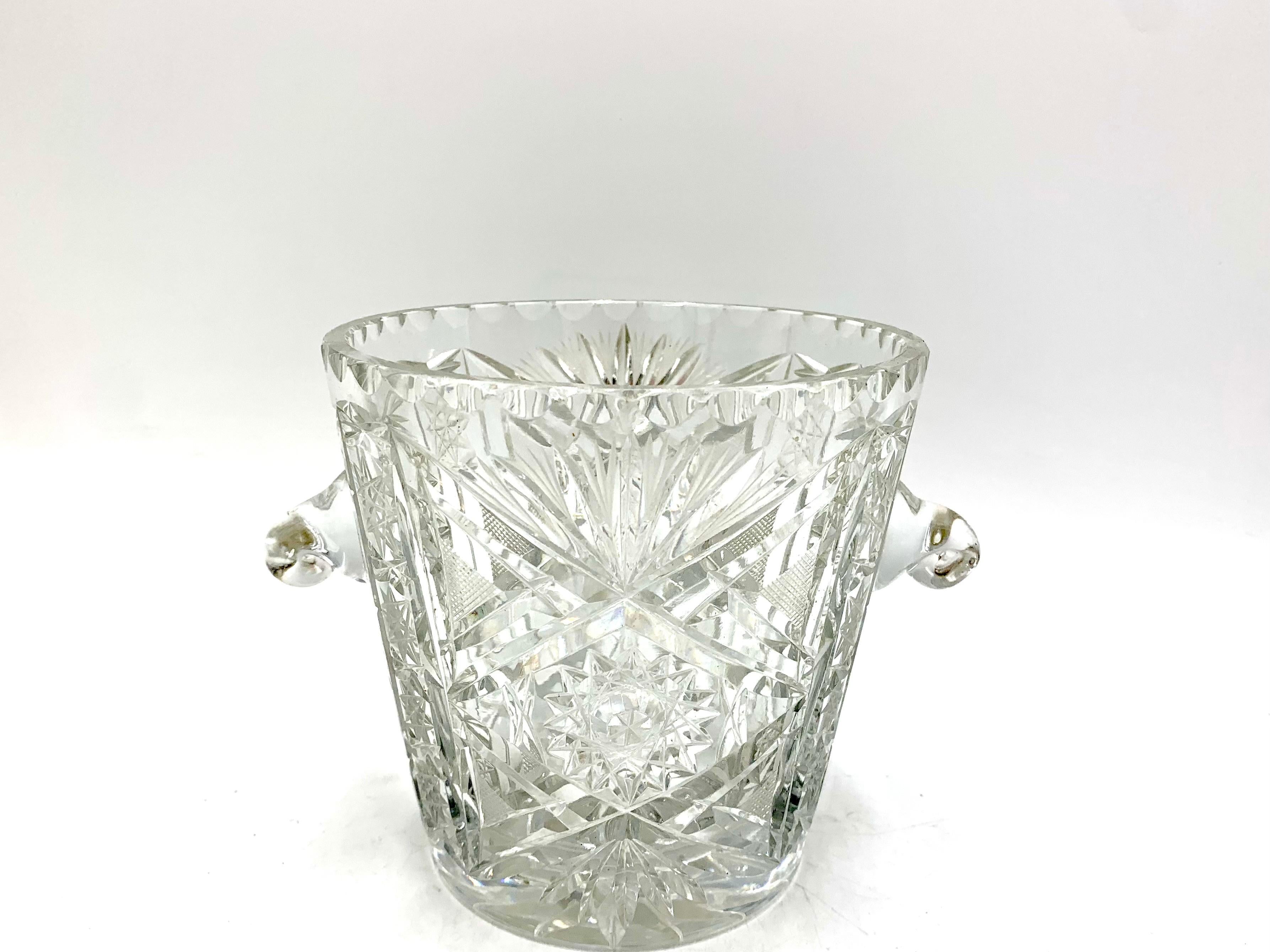 Wine cooler made of crystal 
Produced in Poland in 1960s
Measures: Height 14cm 
Diameter 14cm.