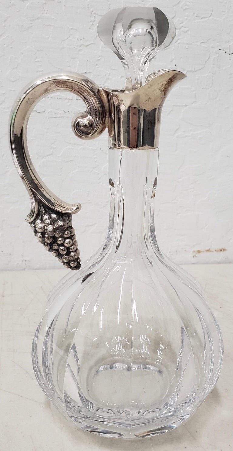 Crystal Wine Decanter with Sterling Silver Handle For Sale at 1stdibs