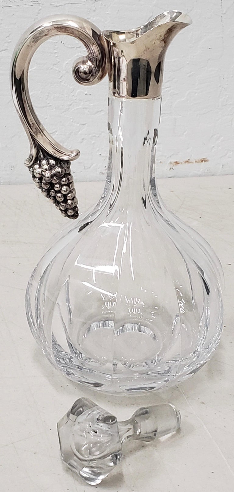 Crystal Wine Decanter with Sterling Silver Handle at 1stDibs crystal