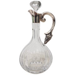 Vintage Crystal Wine Decanter with Sterling Silver Handle