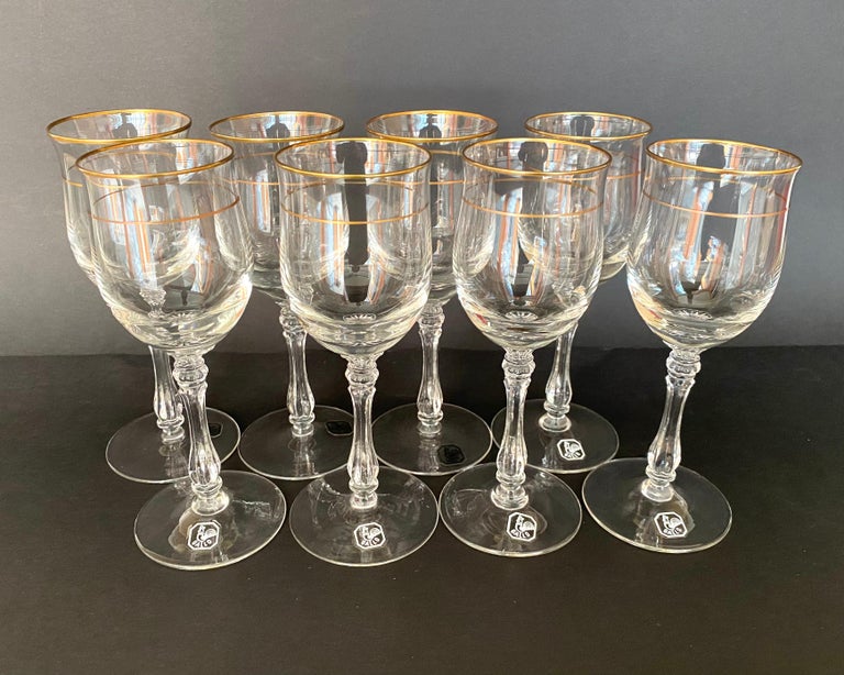 Crystal Wine Glasses by Gallo Set 8 Crystal Wine Glasses, 1980 For Sale at 1stDibs
