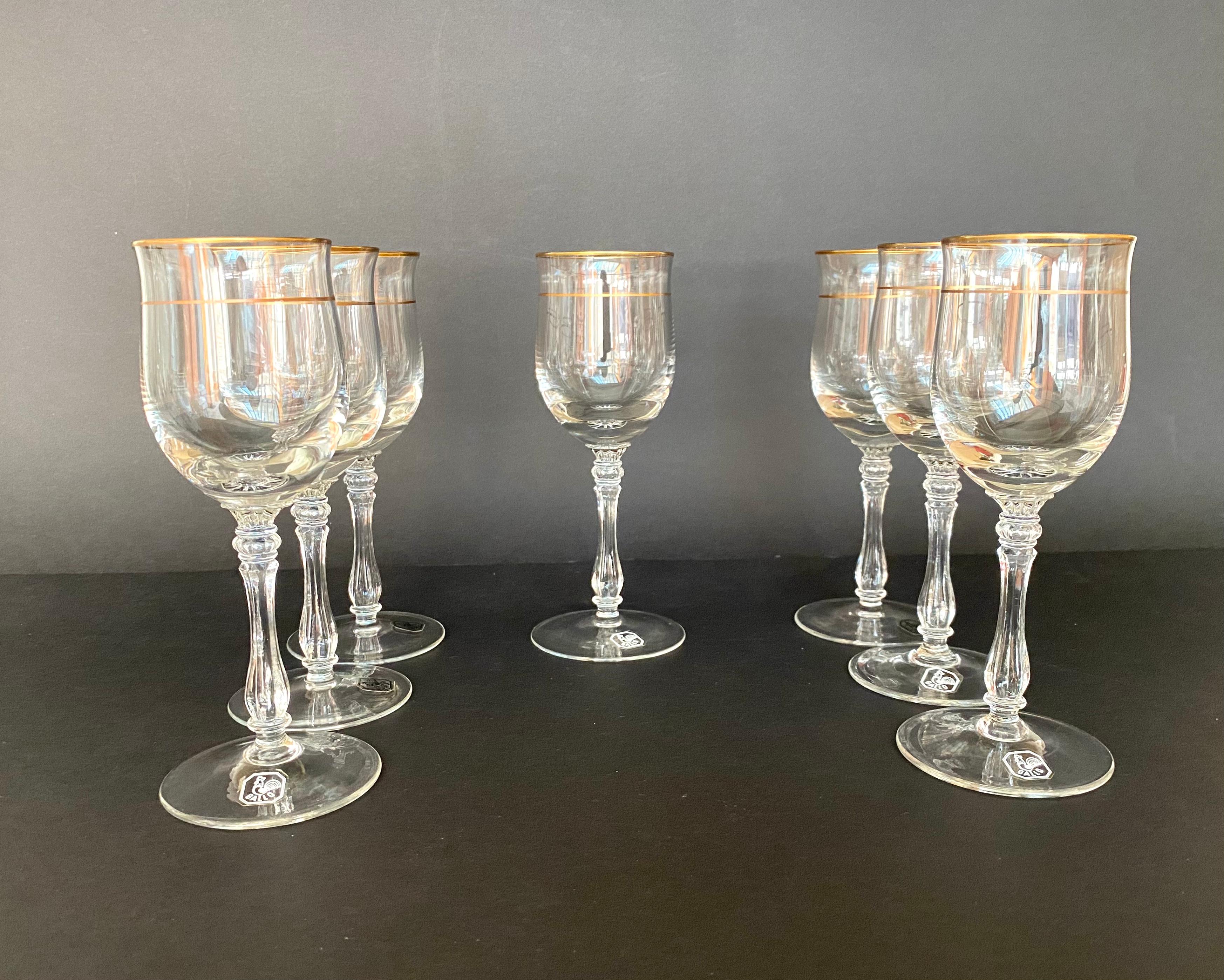 Crystal Wine Glasses by Gallo Set 8 Crystal Wine Glasses, 1980 In Excellent Condition For Sale In Bastogne, BE