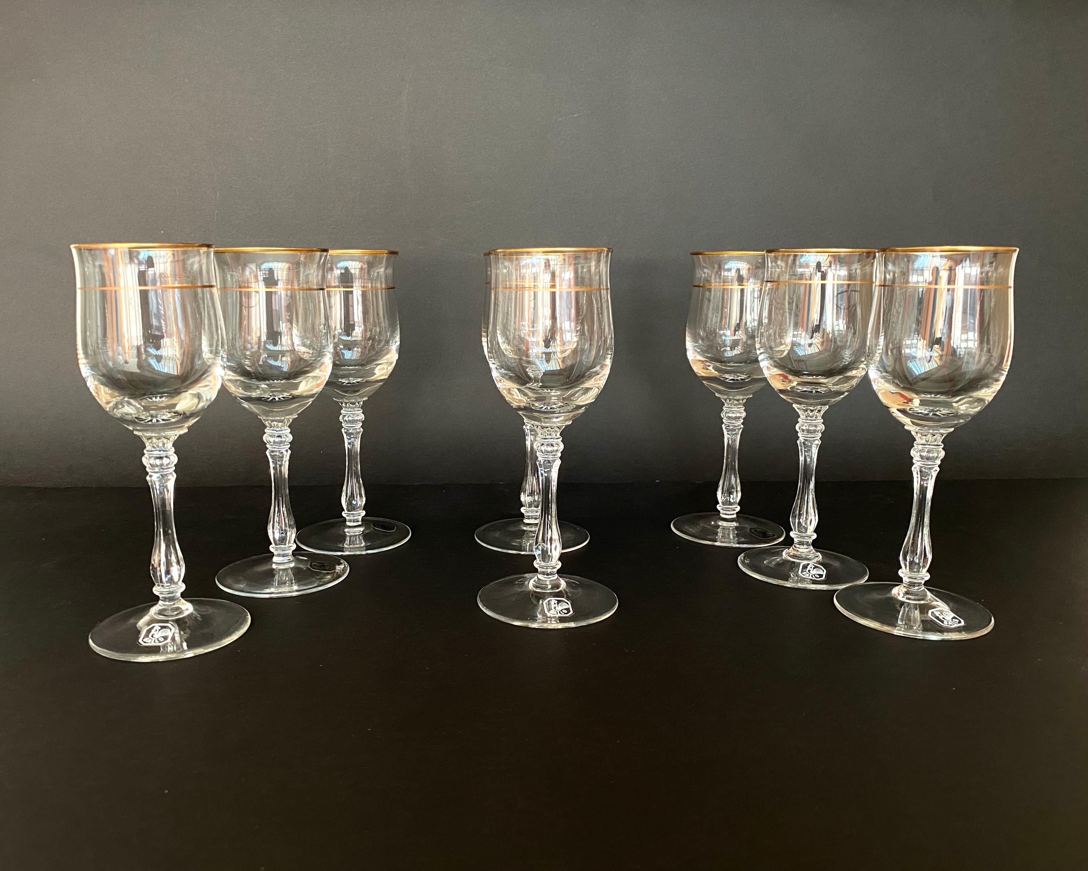 Cristal Ensemble de 8 verres à vin en cristal de Gallo, 1980 en vente