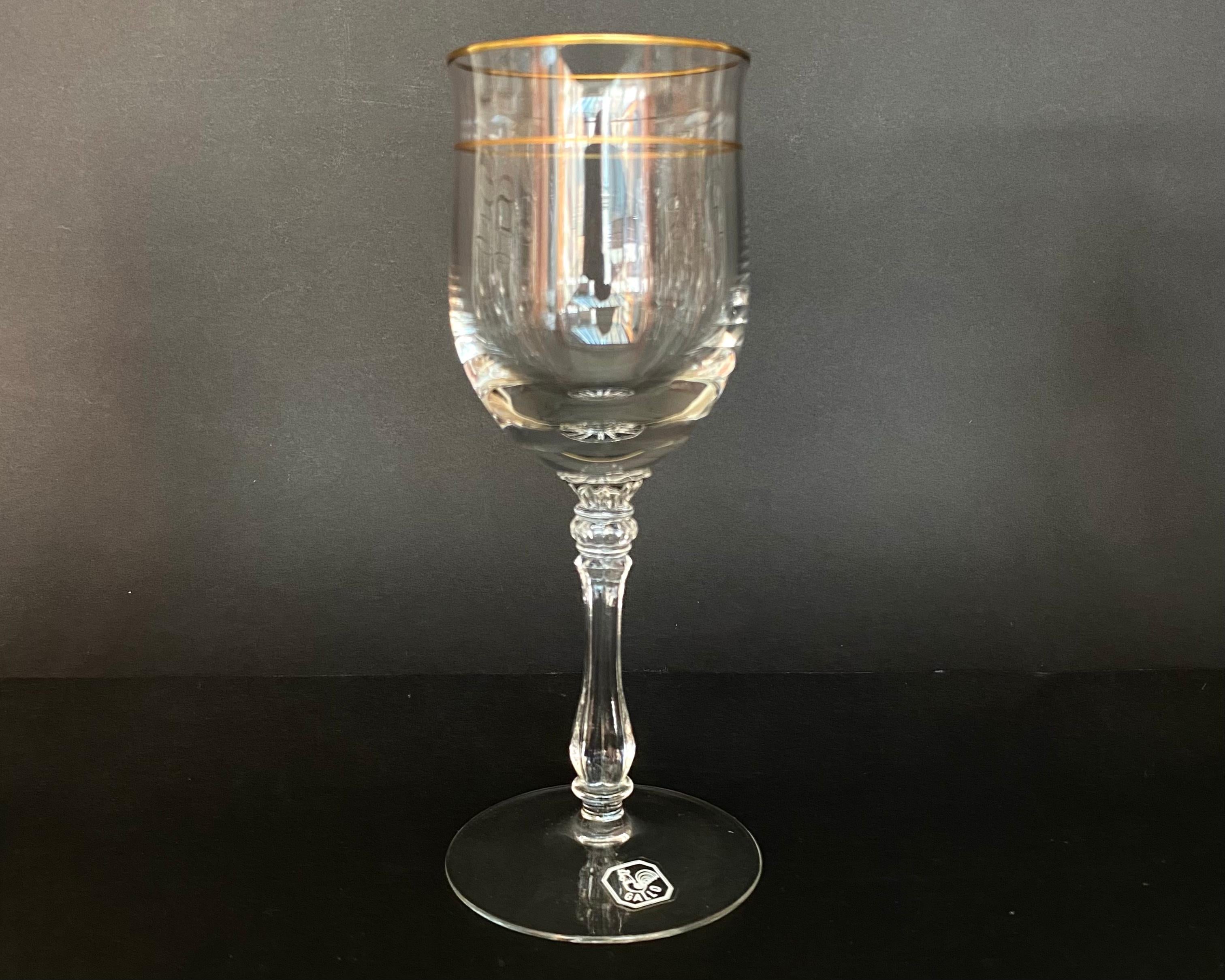 Crystal Wine Glasses by Gallo Set 8 Crystal Wine Glasses, 1980 For Sale 4