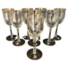 Crystal Wine Glasses by Gallo Set 8 Crystal Wine Glasses, 1980