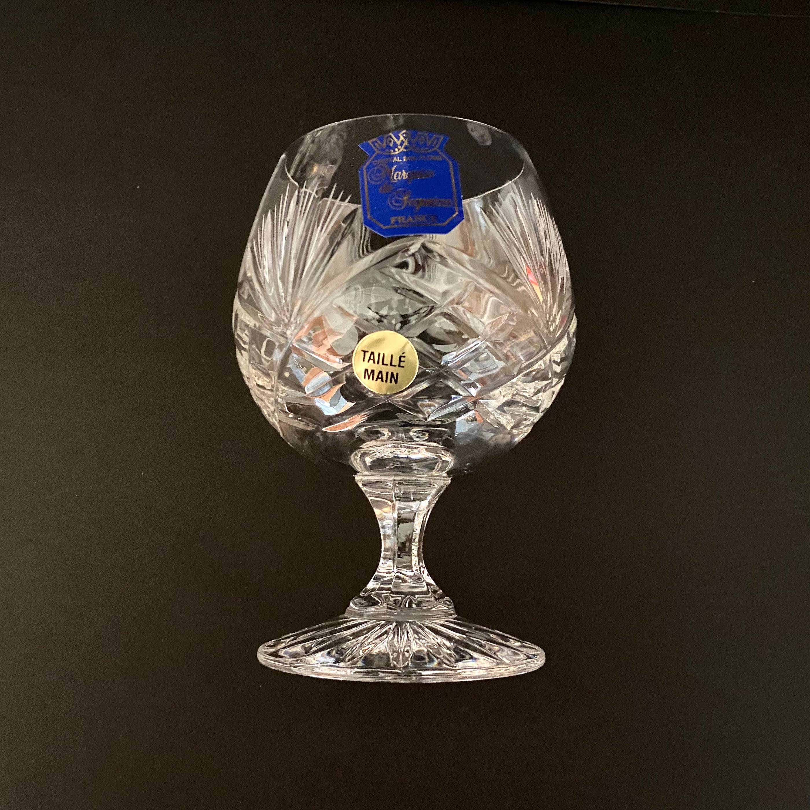 Late 20th Century Crystal Wine Glasses & Carafe with Stopper, Marquise De Jegonras, France, 1980 For Sale