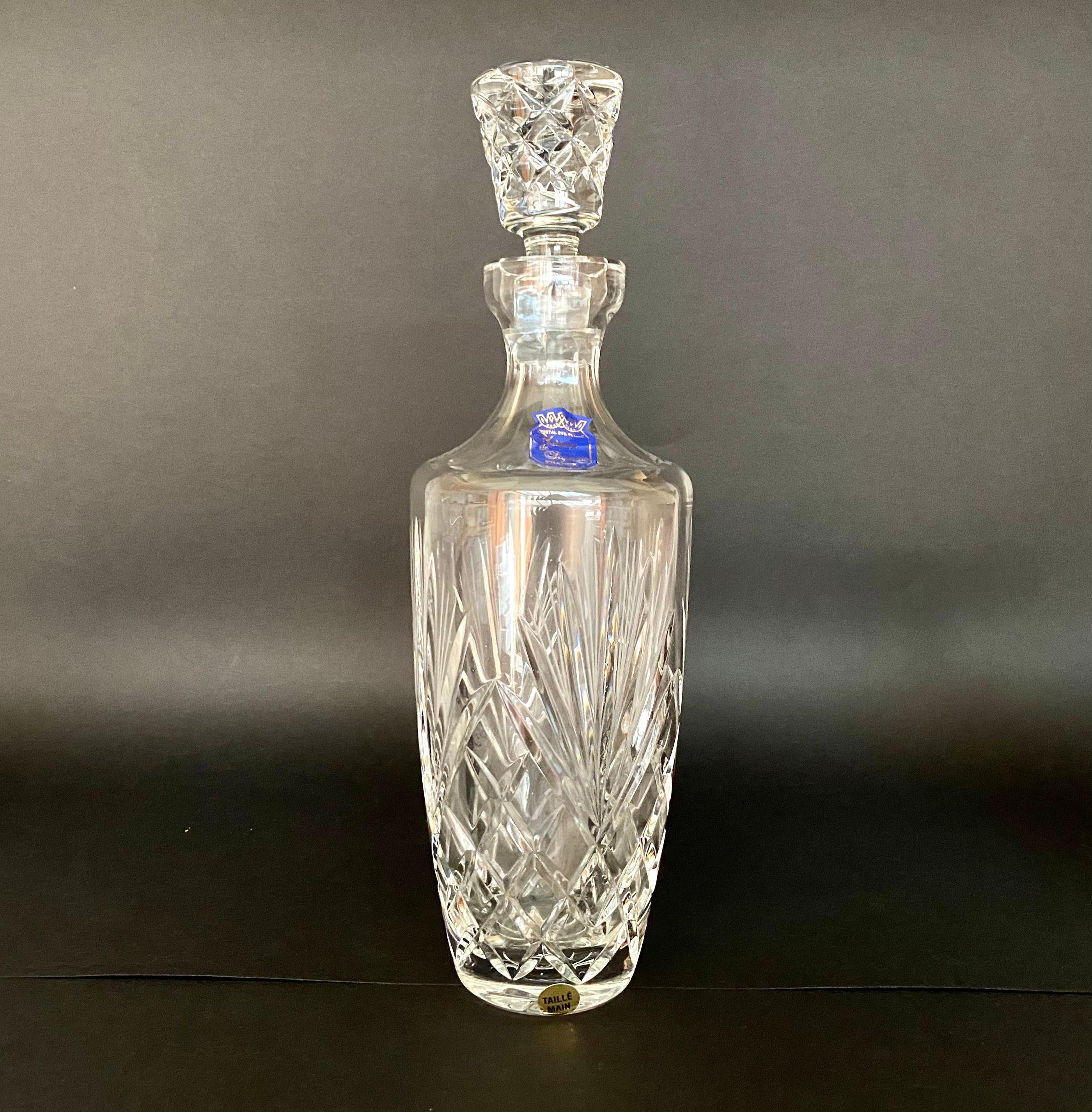 Verres à vin et carafe en cristal avec bouchon, MARQUISE DE JEGONRAS, France, 1980 en vente 1