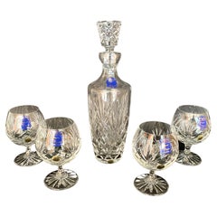 Used Crystal Wine Glasses & Carafe with Stopper, Marquise De Jegonras, France, 1980
