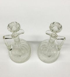 Crystal jug decanters with Diamond Cut crystal, 1890