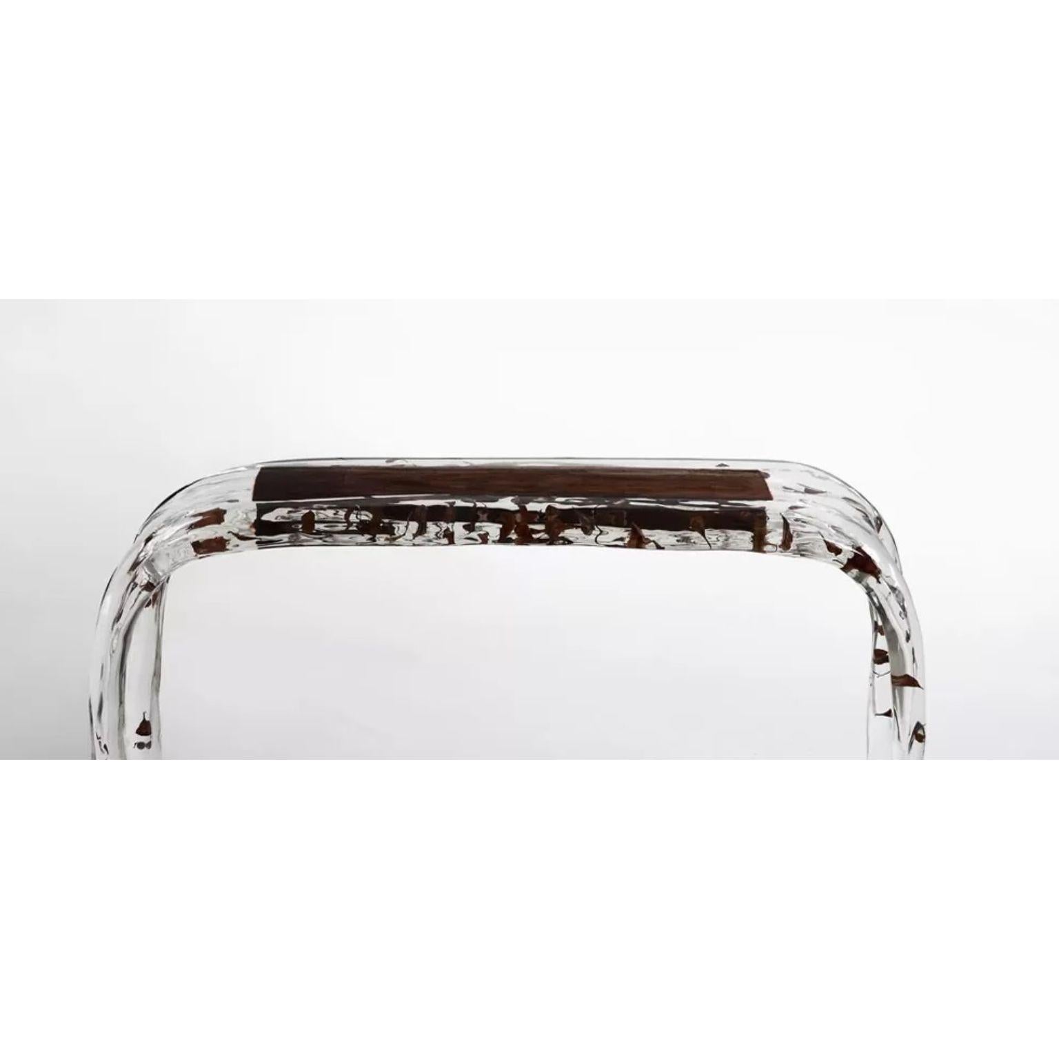 Post-Modern Crystal Wood Console Table by Dainte For Sale