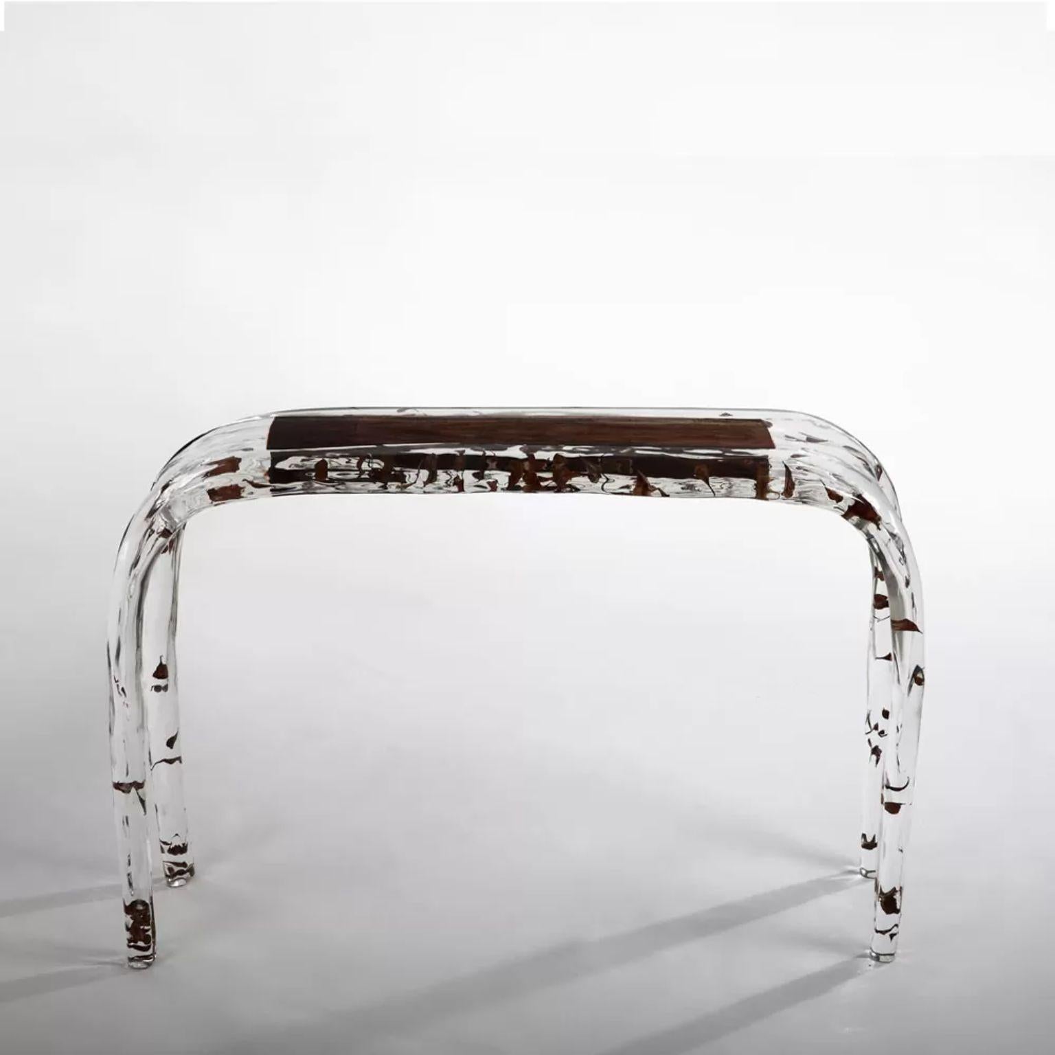 American Crystal Wood Console Table by Dainte For Sale
