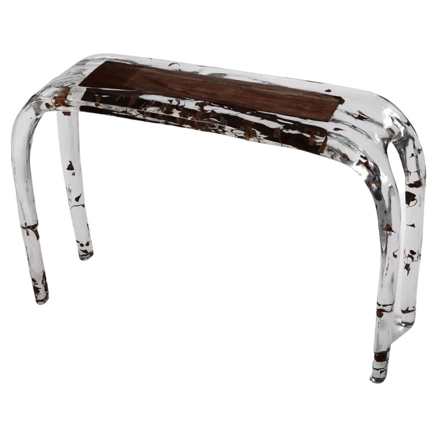 Crystal Wood Console Table by Dainte For Sale