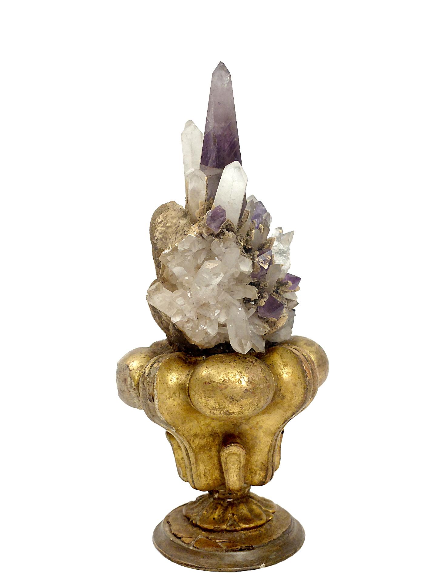 Crystal Wunderkamer Naturalia Specimen, Rock Crystal and Amethyst, Italy, 1880 In Good Condition In Milan, IT