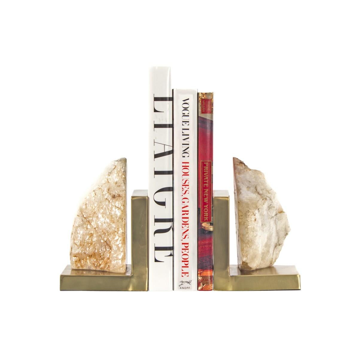 Unknown Crystaline Bookends on Brass Stands