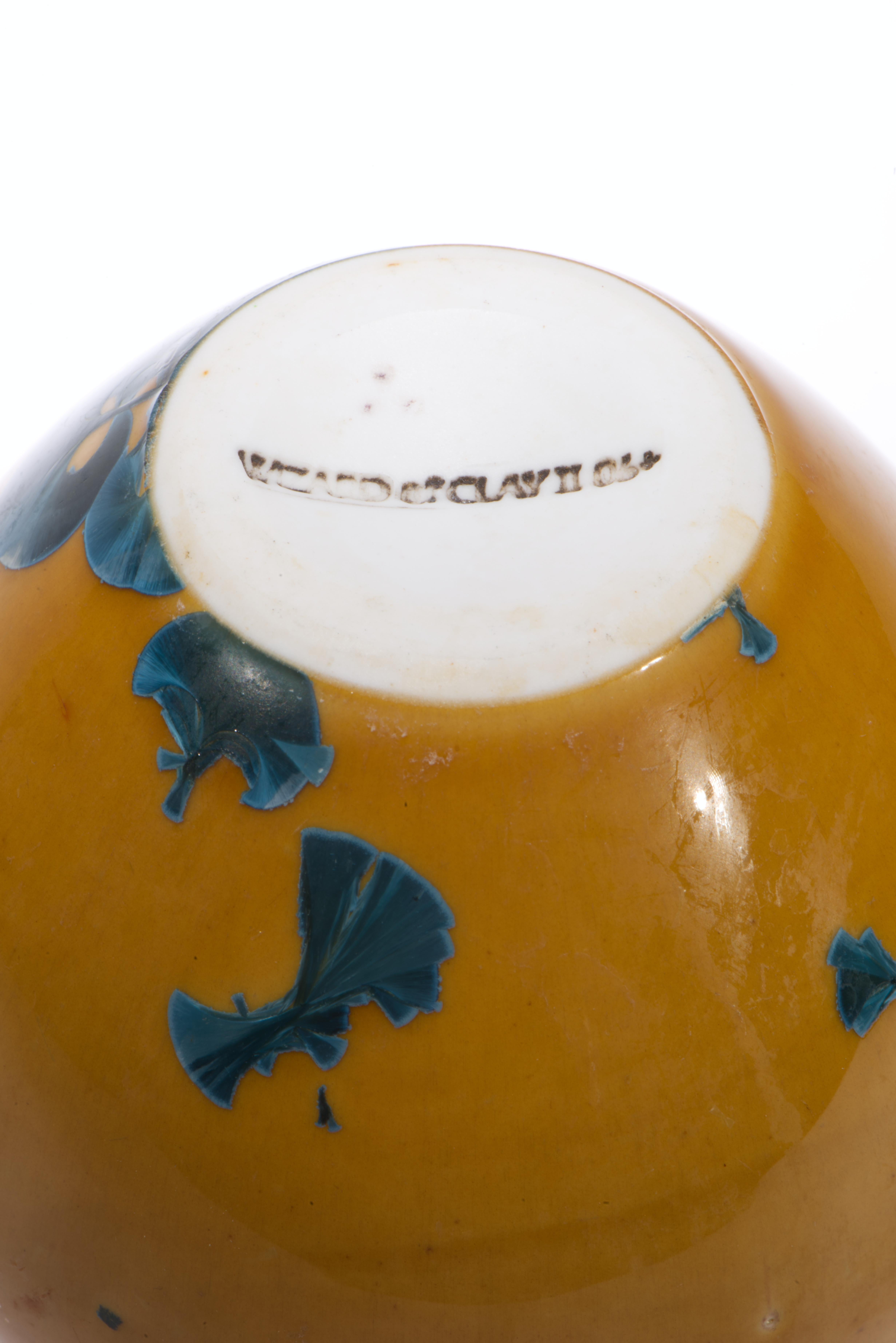 Ceramic Crystalline Glaze Bud Vase Blue & Yellow, American Art Studio Pottery For Sale