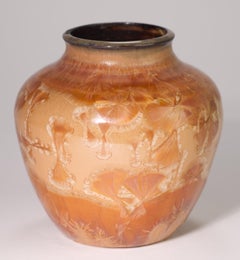 Crystalline Glaze Orange Bud Vase, Art Studio Pottery, Signed