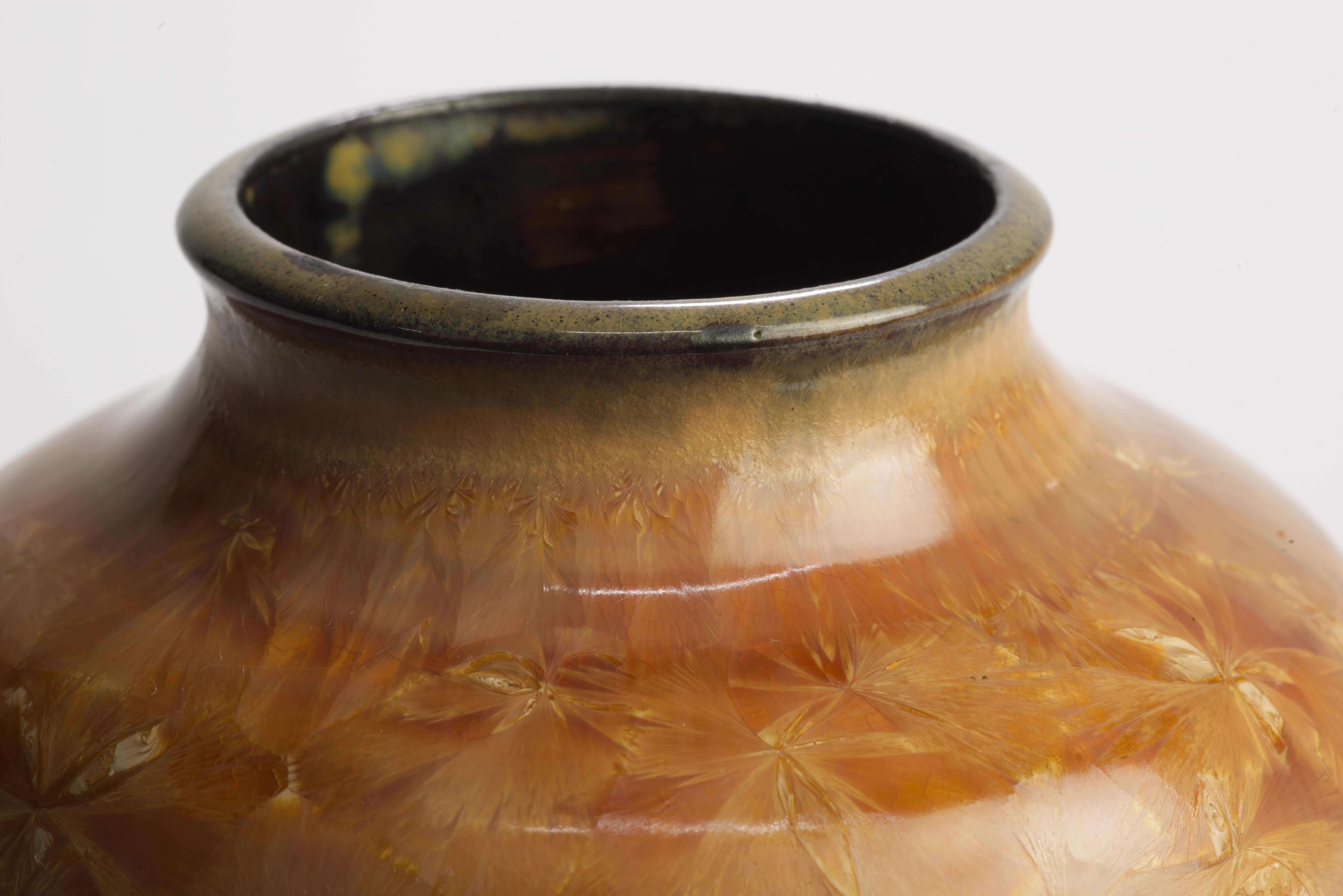 Ceramic Crystalline Glaze Orange Bud Vase, Art Studio Pottery, Signed For Sale