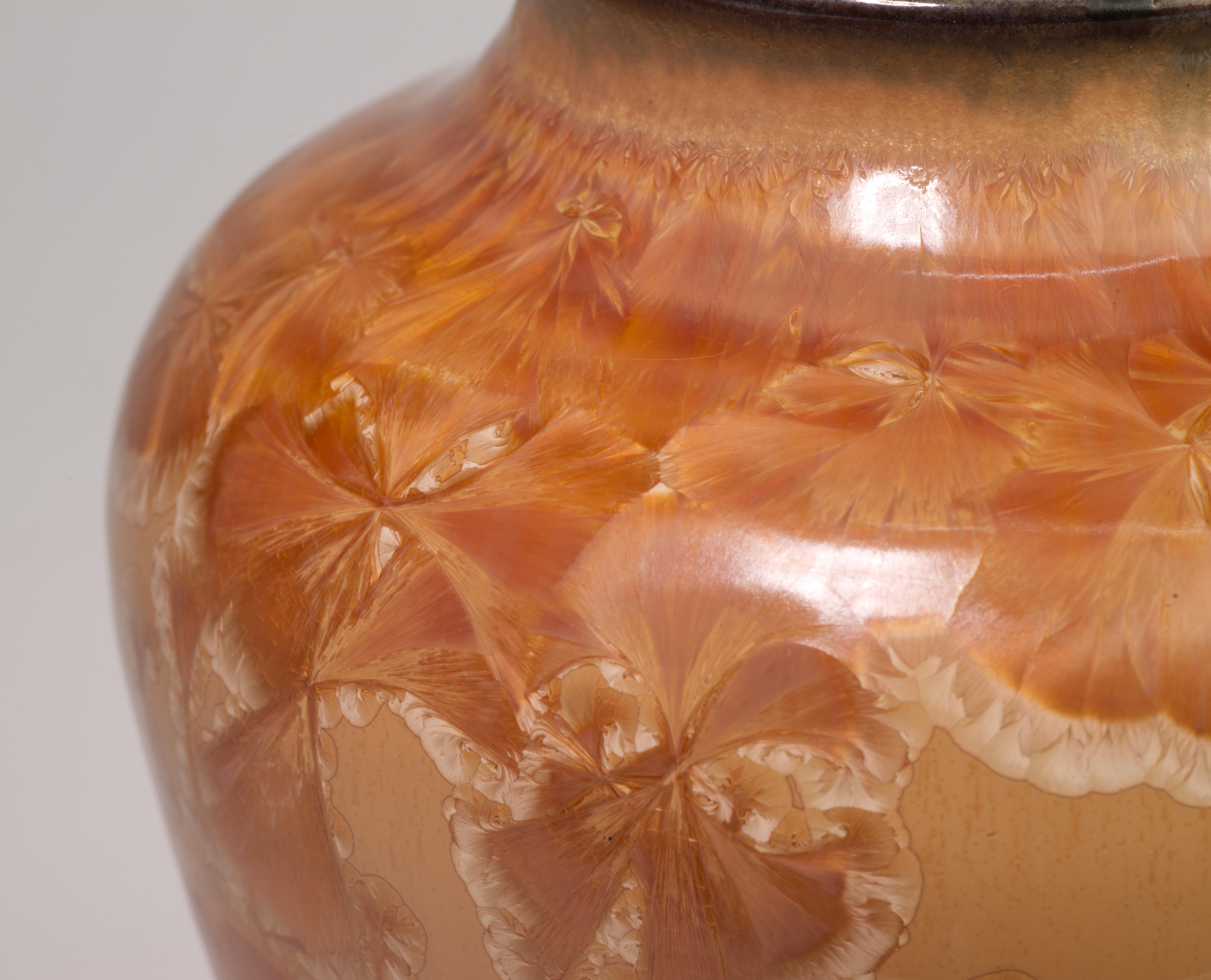 Crystalline Glaze Orange Bud Vase, Art Studio Pottery, Signed For Sale 1
