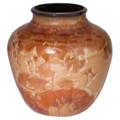 Crystalline Glaze Orange Bud Vase, Art Studio Pottery, Signed