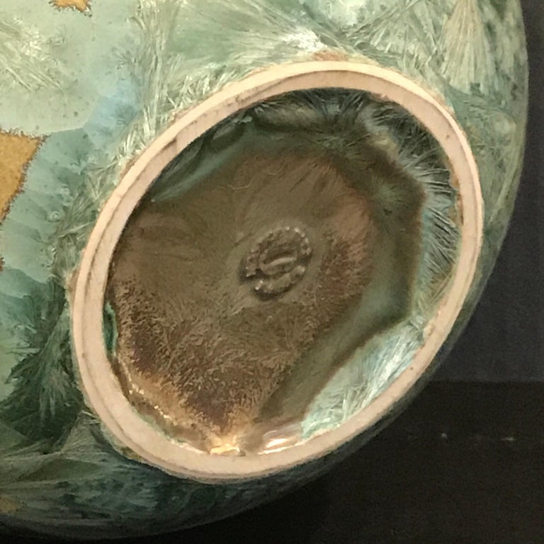 Crystalline Glaze Pottery Vase In Excellent Condition In Atlanta, GA