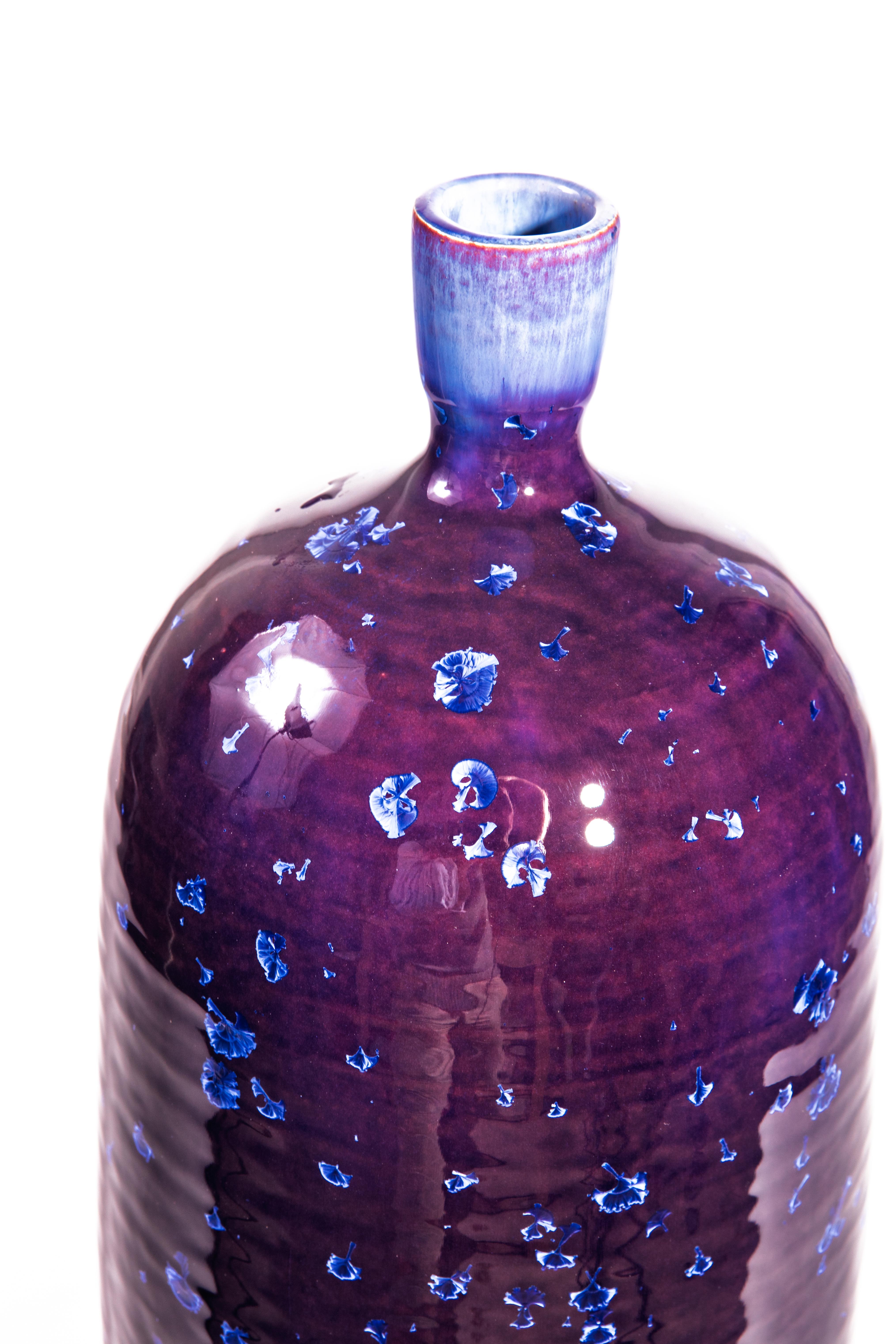 Céramique Lampe vase cristalline émaillée pourpre en vente