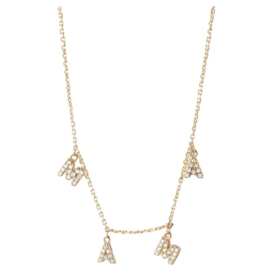 Collar MAMA Letra Diamante Oro Amarillo 14K