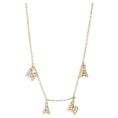 MAMA Buchstabe 14K Gelbgold Diamant-Halskette