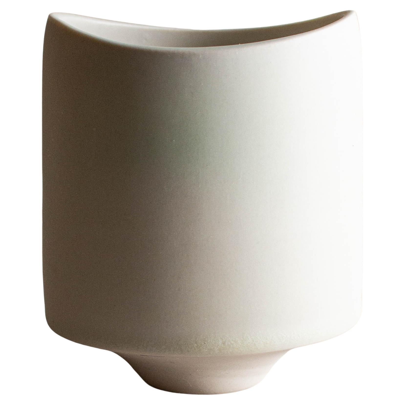 Vaso cristallino con smalto bianco opaco su porcellana bianca di Lisa Fleming