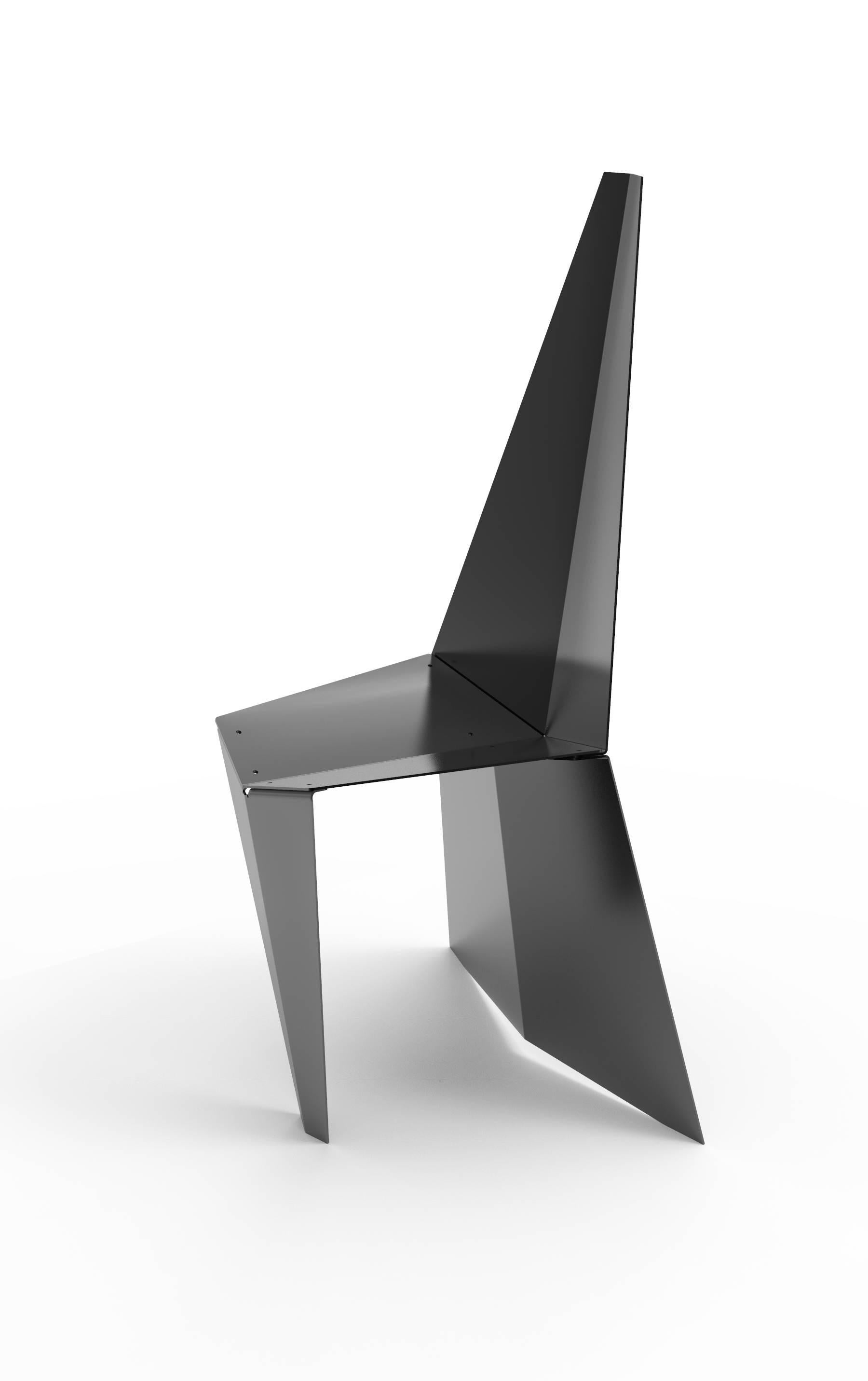 Blackened Contemporary Indoor/Outdoor Crystallized Chair in Recycled Metal, Minimal Style For Sale