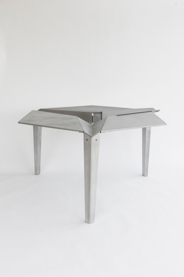 Crystallized ThreeLegged Recycled Metal Dining Table, Removable