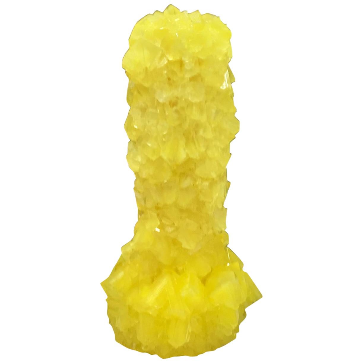 Crystallized Yellow Vase, Unique Vase by Isaac Monte