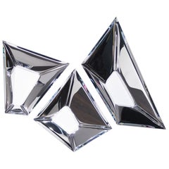 Ensemble de 3 cristaux décoratifs muraux en acier inoxydable poli par Zieta
