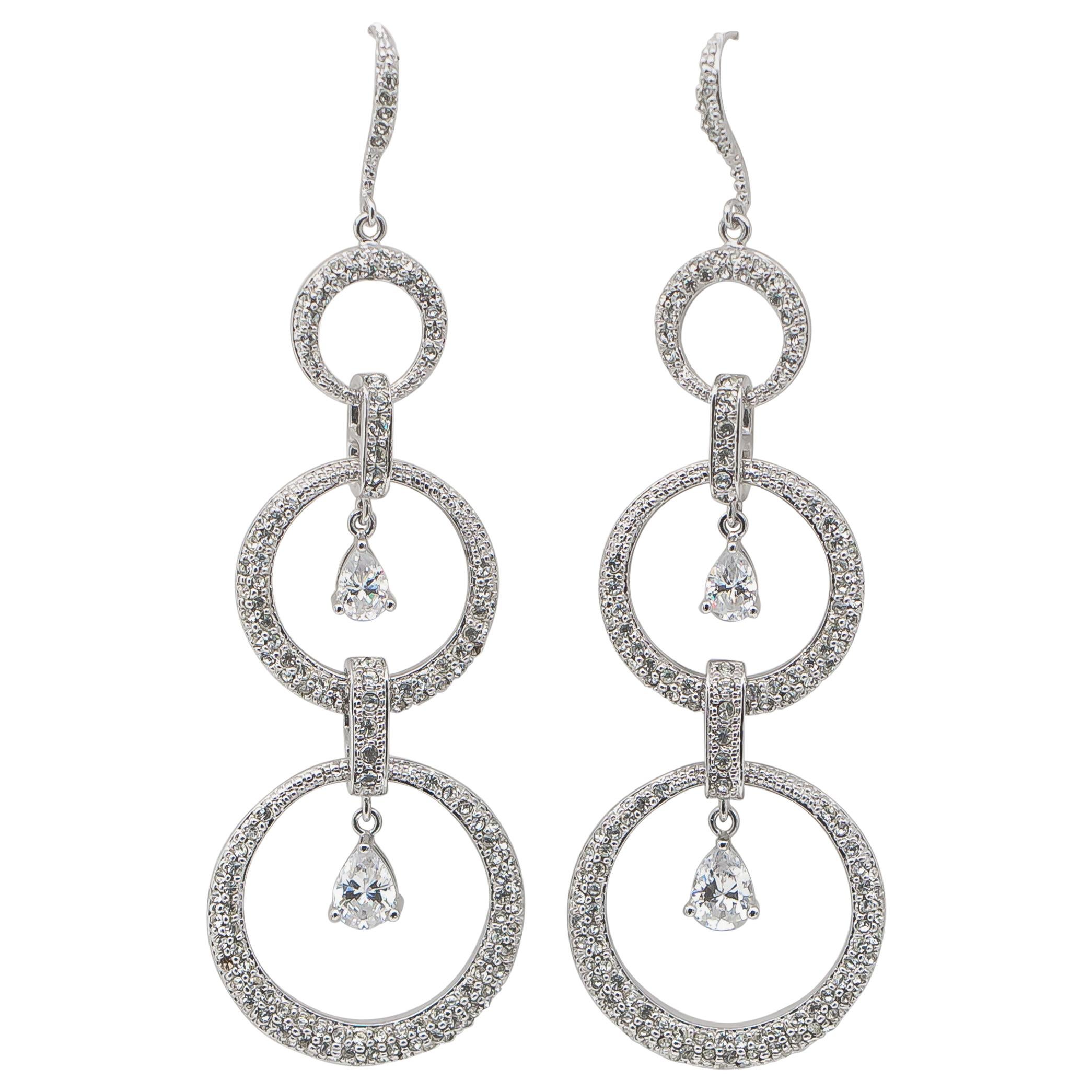 Crystals and Cubic Zirconia Earrings Silver