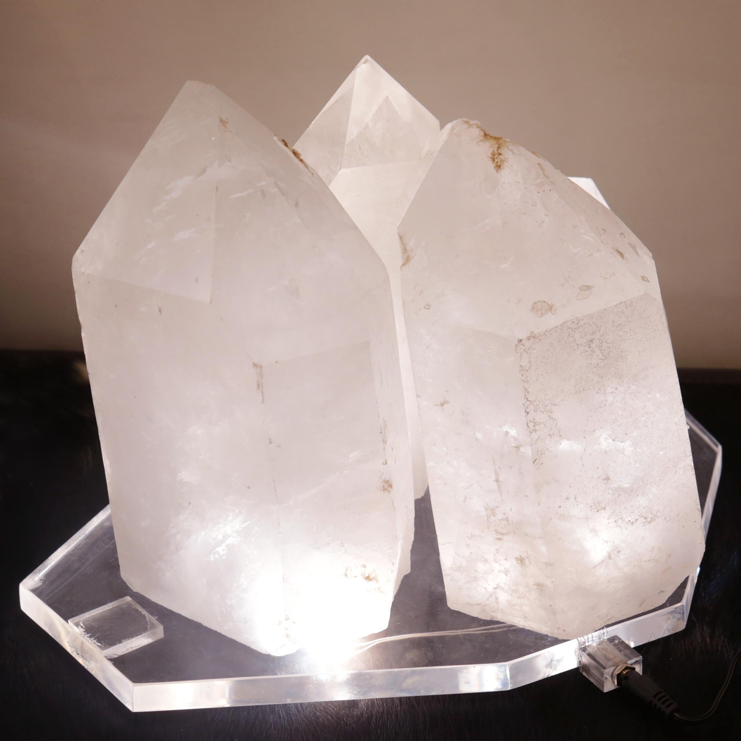 Brazilian Crystals Formation Sculpture on LED Lighted Base