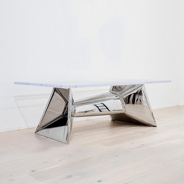 Minimalist Crystals Table by Zieta Prozessdesign 'Stainless steel and Acrylic' For Sale