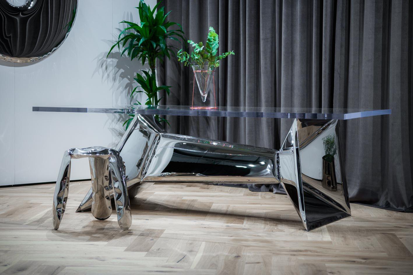 Polish Crystals Table by Zieta Prozessdesign 'Stainless steel and Acrylic' For Sale