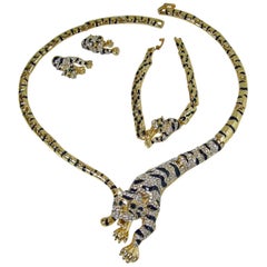 Crystals Tiger Necklace, Bracelet 
Earrings Set