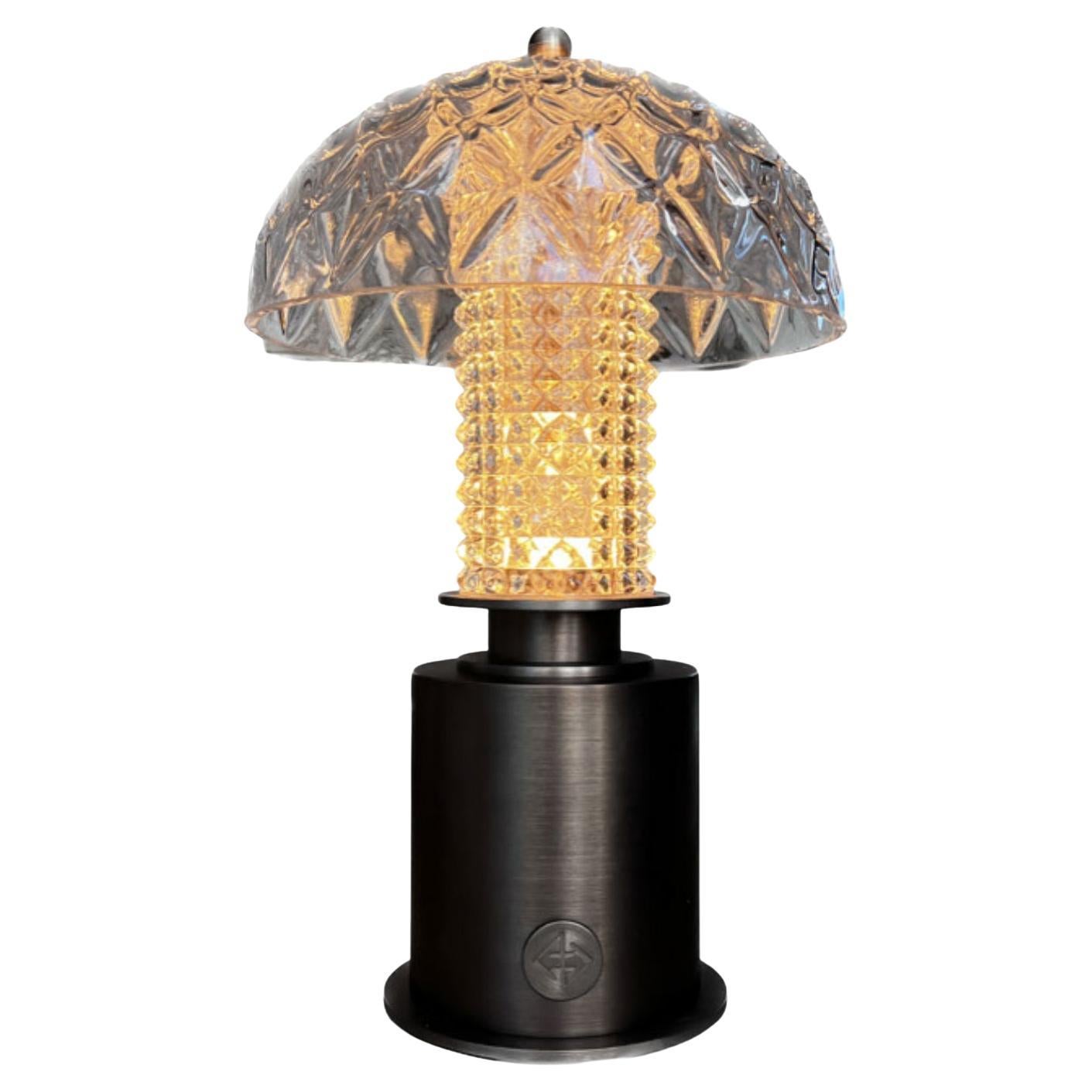 The Crystelle Tragbare LED-Lampe aus Glas und Bronze von André Fu Living im Angebot