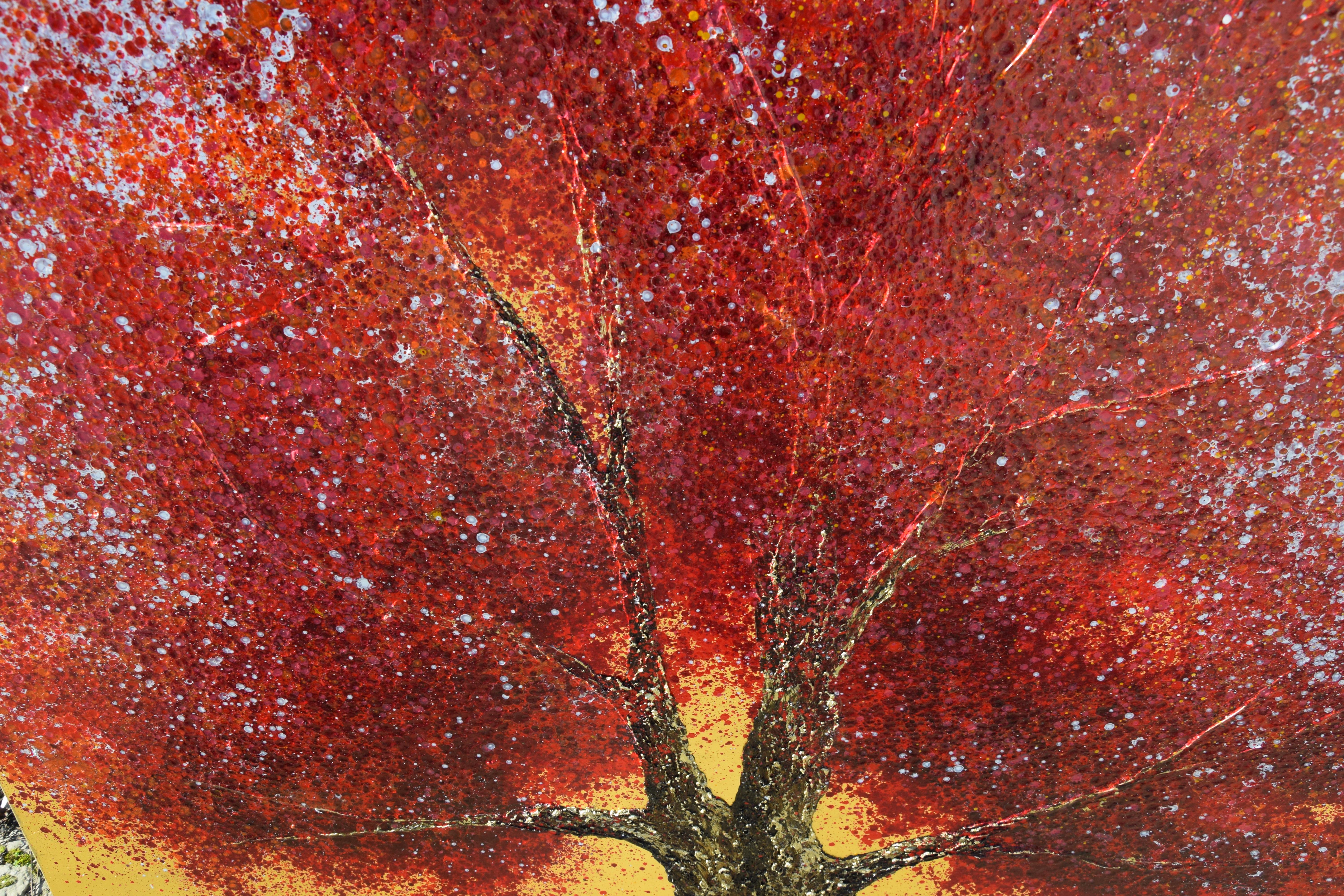 Pommier de Normandie 6- Un dipinto a olio su foglia d'oro - Mixed Media Art Contemporaneo di CS-Art